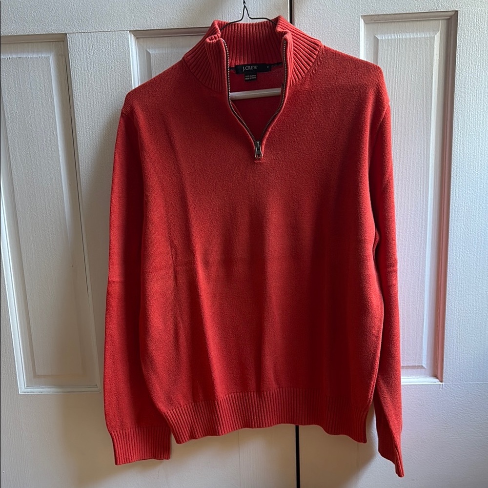 J Crew Men's Orange Half-Zip Sweater